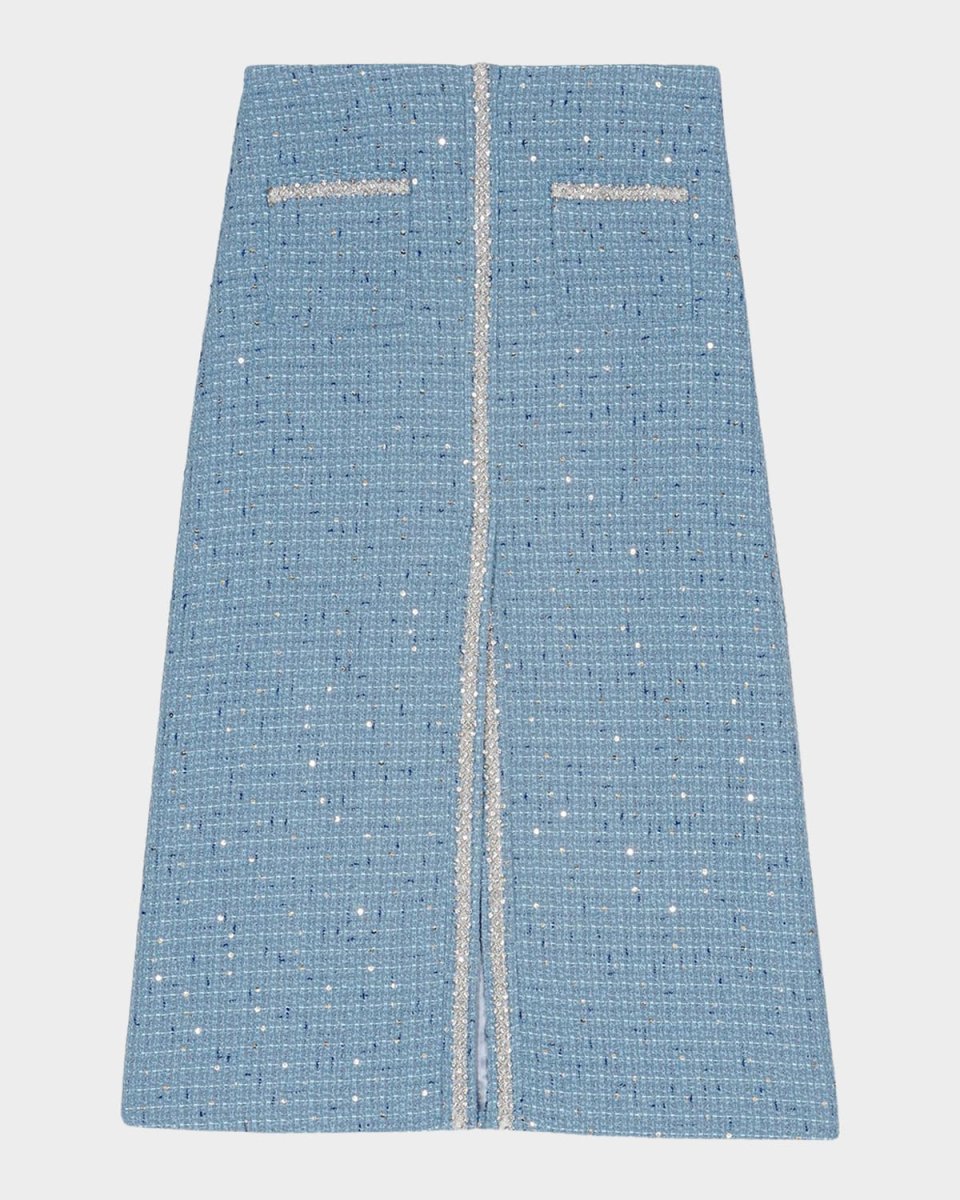 Jilya Sequined Tweed Midi Skirt
